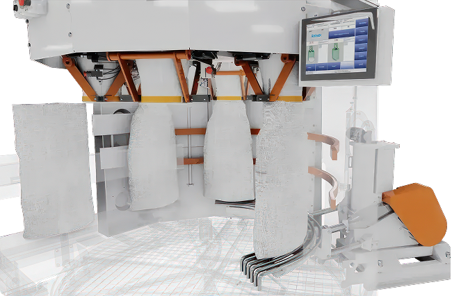 Вертикальное устройство уплотнениея продукта в мешке